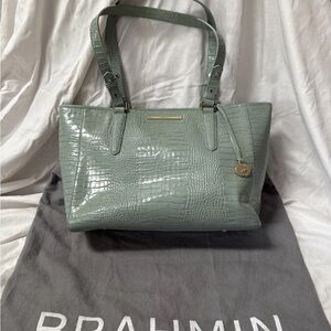 Brahmin Medium Arno Cascade Majestic Croc Embossed Leather Satchel w/ Dust Bag